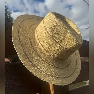 NWT Camila Fedora by Gigi Pip Straw Hat in Natural wi the Stripes Size 55